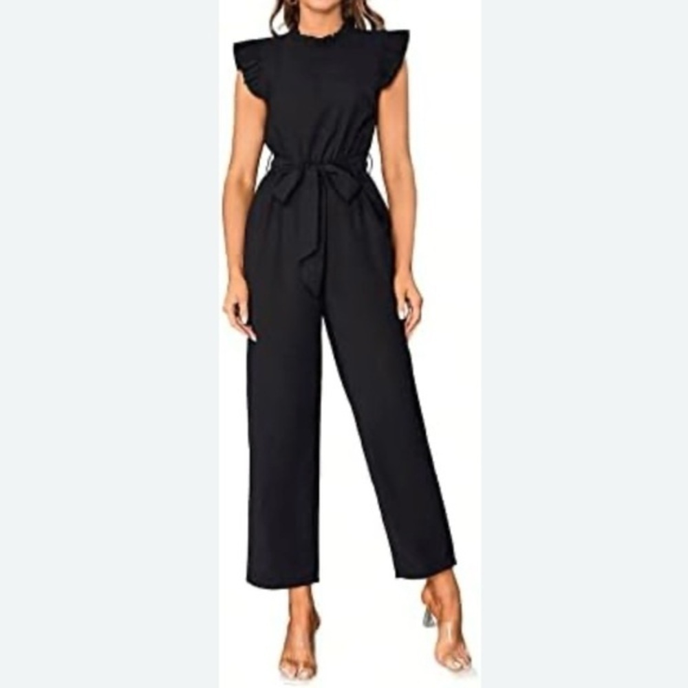 BeBop Black Ruffle Sleeve Jumpsuit